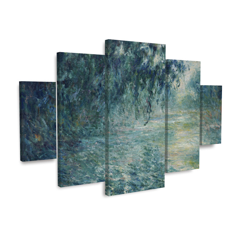 Ensemble de 5 panneaux d'art mural «Mon matin sur la seine» par Monet, pour une décoration de salon, de chambre à coucher ou de bureau 