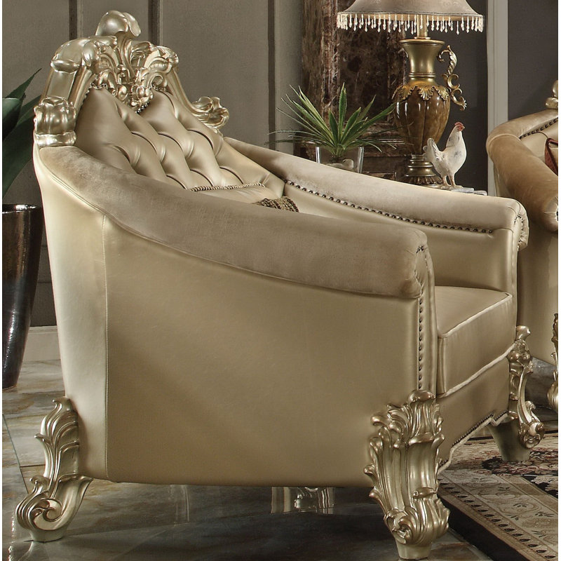 Fauteuil Haslet, Simili cuir brun clair, Beige