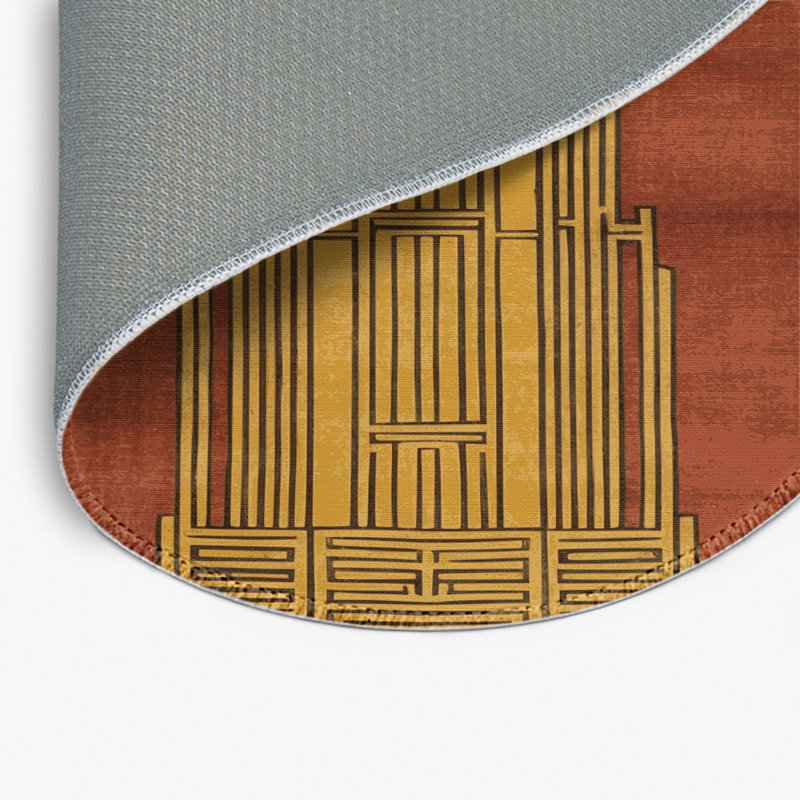 ArtDeco Brown Indoor and Outdoor Area Rug, Round 5'