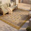 Tapis Ochre2 moderne à rayures effet pinceau, doré, vert et gris, lavable à la machine, antidérapant, à poils courts, pour l'intérieur et l'extérieur, adapté aux animaux domestiques, idéal pour le salon, la chambre, la salle à manger, l'entrée, le couloir ou le bureau.-505461212