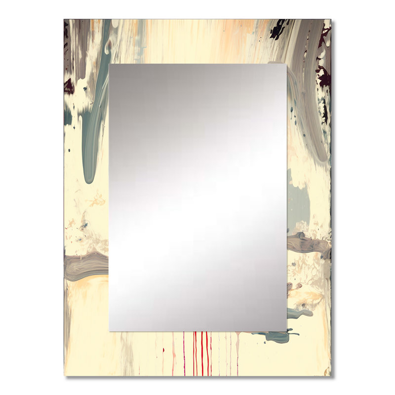 Dancing Alone Minimal Abstract Painting - Abstract Painting Decorative Mirror, White Wall Mirror, Printed Metal Art