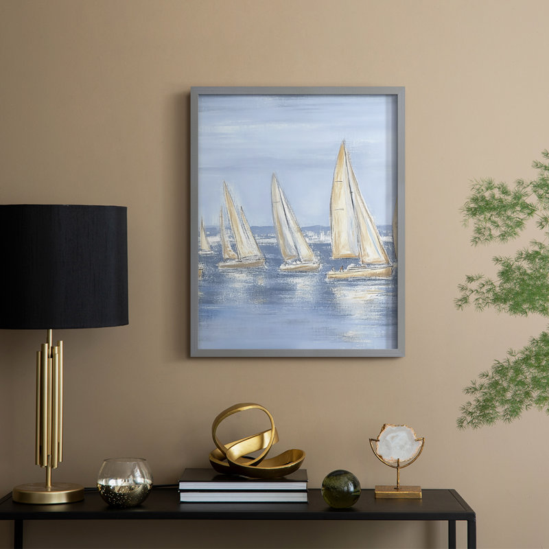 NAUTICAL Series VI Framed Print - Solid Wood, Gray, 30" H x 24" W