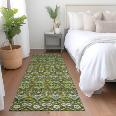 Premium Machine Washable Prisco Olive Rug