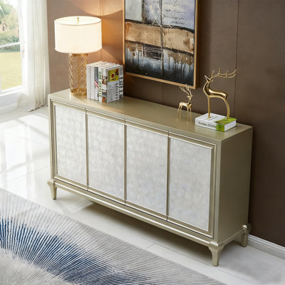 Buffet champagne argent massif et bois manufacturé