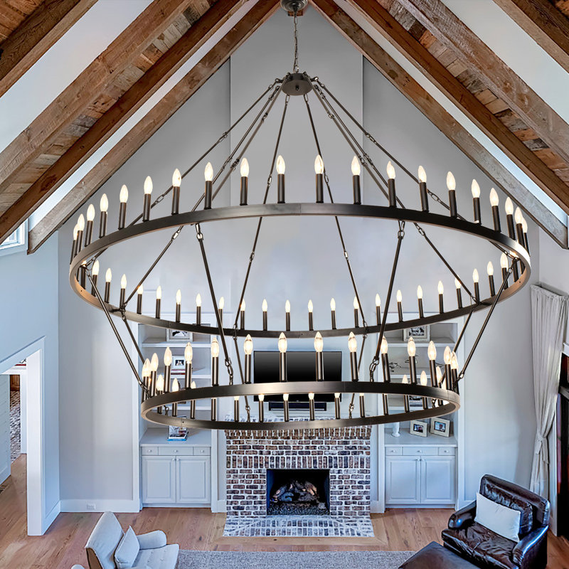 Allaynah Wagon Wheel Chandelier, 62" H x 78.74" W x 78.74" D