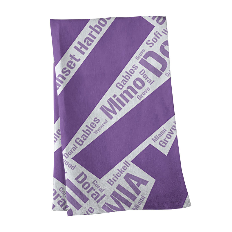 Cotton Tea Towel Kitchen Towel, Purple, Miami