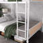 Lit superposé simple TG au-dessus de simple TG, lits superposés détachables industriels avec garde-corps pour adolescents, blanc