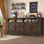 Buffet 63 "avec 4 portes et rangement ouvert, grande armoire de cuisine de ferme, armoire à café avec tablettes réglables pour la salle à manger, vestibule, buffet, brun-97231384