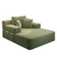 Luxueuse chaise longue en velours côtelé moelleux avec 3 coussins, canapé-lit convertible avec pochette de rangement, conception sans cadre et mousse à compression pour les petits espaces, salon, appartement, vert-125536674