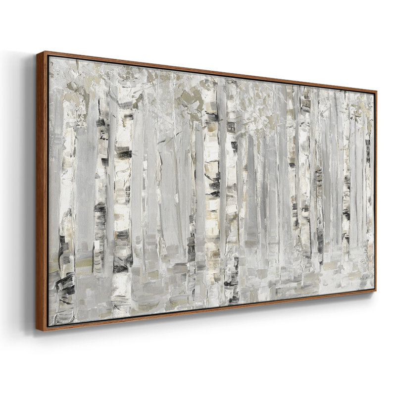 Birch Grove chatoyant - Toile tendue avec châssis encadré - Prêt à être accroché, Argent argent, H 21 po x l 41 po