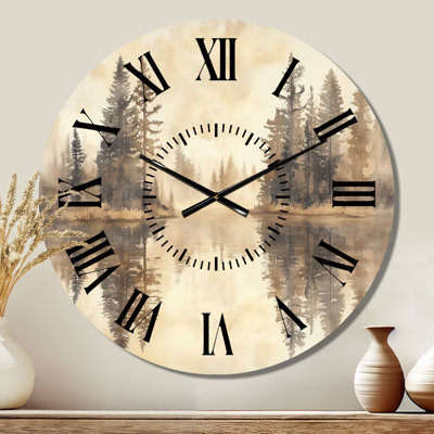 Forest at the Lake I - Landscape Metal Wall Clock, Printed on Metal