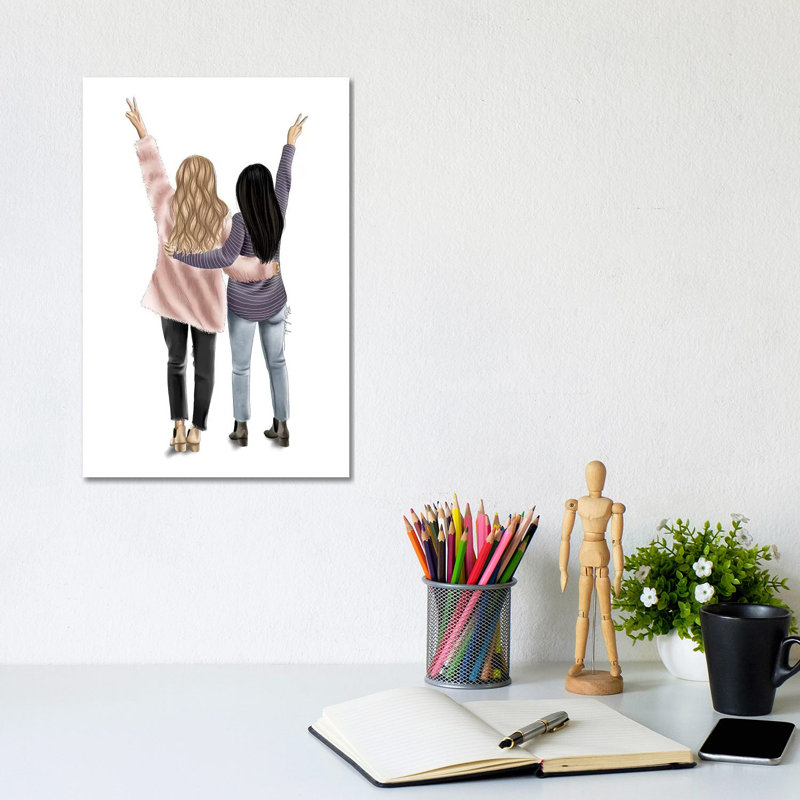 Friends by Elza Fouche - Painting on Canvas, Wrapped Canvas, 30.48cm H x 20.32cm W x 1.91cm D