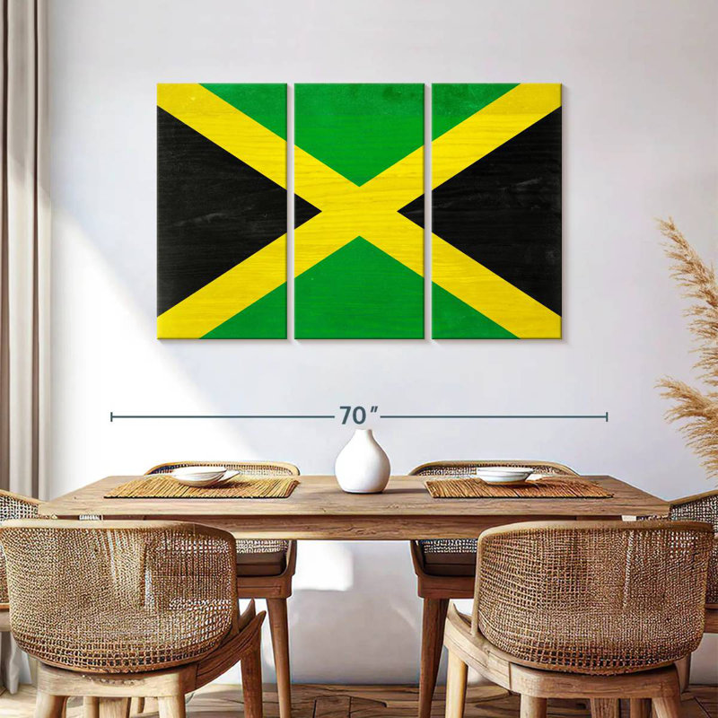 Borges Wood Jamaica Flag, 36" H x 57" W
