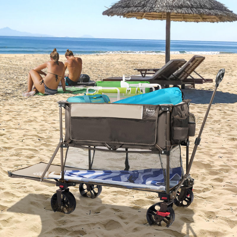 Wagon pliant à grande capacité 400L avec freins, Tanné