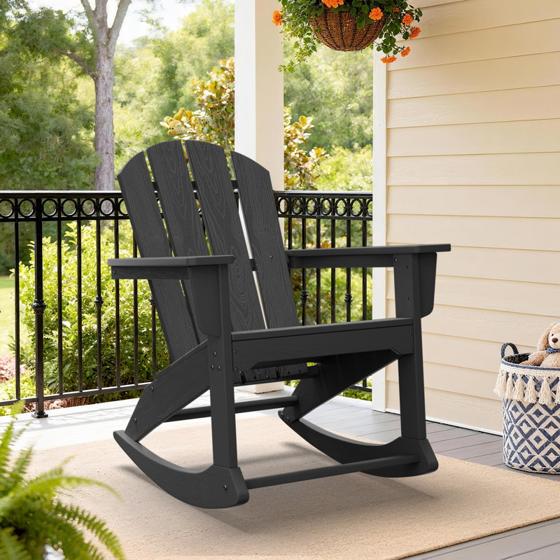 HDPE Wooden Rocking Adirondack Chair, Gray