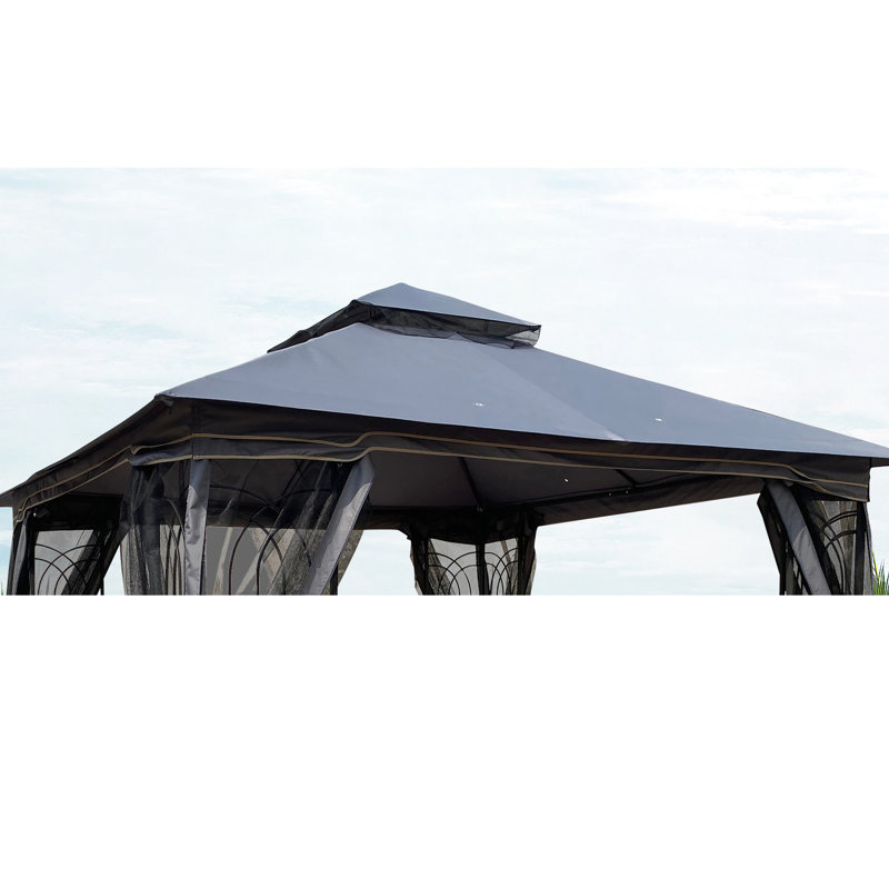 10X10 Ft Patio Gazebo Canopy Replacement, Grey, Protected, Weather , Effortless Install Method Replacement In Water-Repellent, Quick Process
