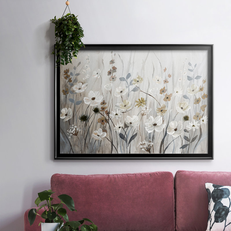 «Misty Meadow Field», reproduction d'art sur toile, Noir, H 26 po x l 38 po x P 1,5 po