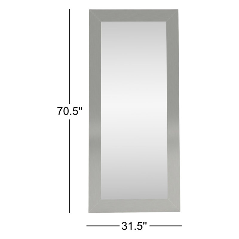 Miroir large pleine grandeur Tari, 70,5 po x 31,5 po, Argent inoxydable