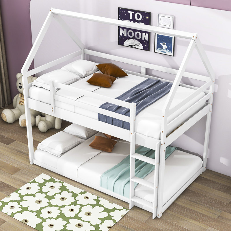 Kids Twin Over Twin Bunk Bed, White