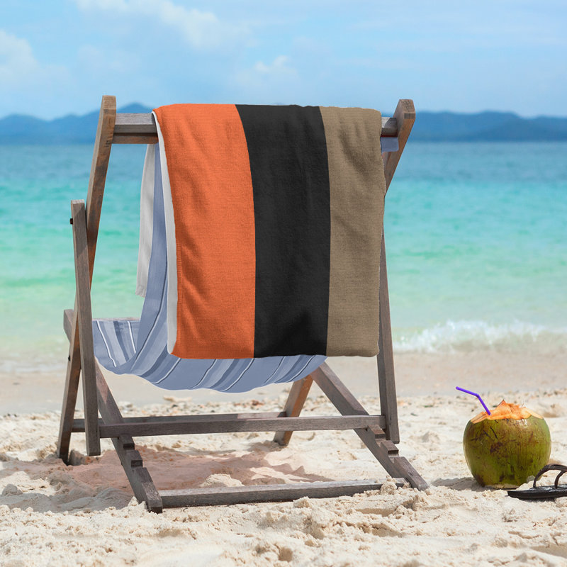 Beach Towel, Orange/Black/Gold, Polyester/Cotton