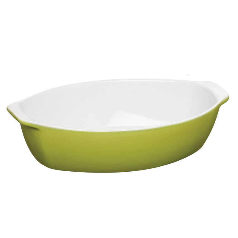 Symple Stuff Ovenlove Oval Ceramic Baker Bakeware, Lime Green
