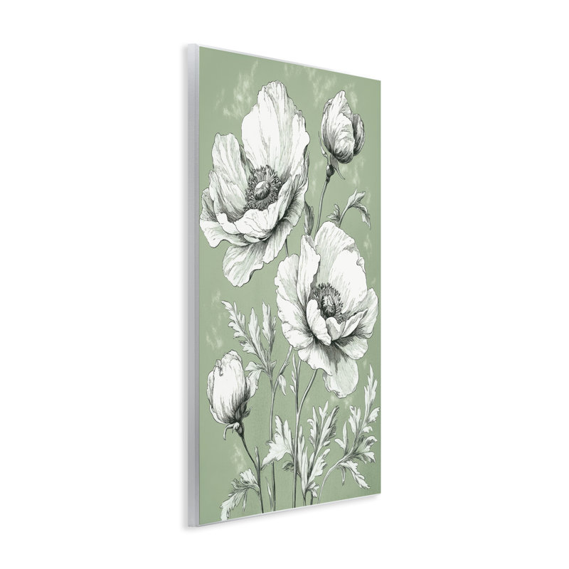 Plaque murale «Soft Green Poppy», par Petal Prints Design, H 15 po x l 10 po