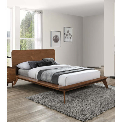 Lit double couleur noyer
