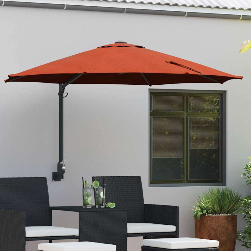Wall Mount Parasol, 148cm H x 248cm W x 248cm D, Red