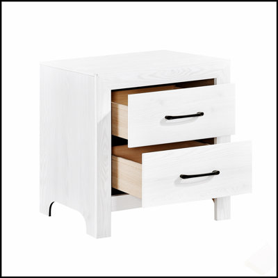 Table de chevet en bois à finition moderne avec 2 tiroirs, style rustique et texture de bois réaliste pour l'élégance de la chambre à coucher