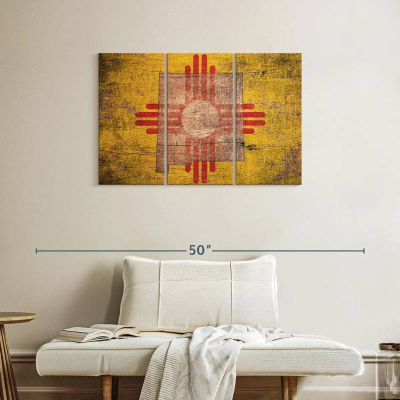 Borges State Map Over New Mexico Flag, 24" H x 38" W