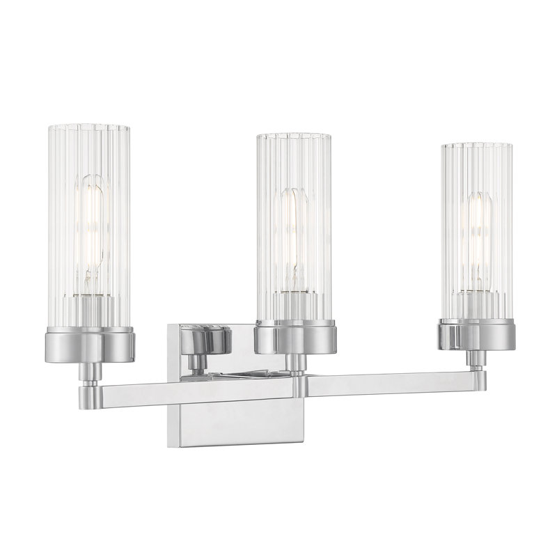 Éclairage pour salle de bain à 3 lumières de 21 po de large Lida - Chrome, 11.25" H x 21" W x 5.25" D, Chrome, Trois lumières