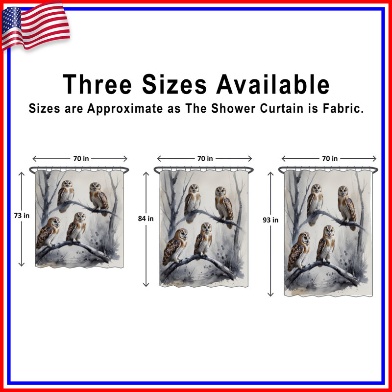 Rideaux de douche Four Owls On Branch, L 70 po x H 93 po