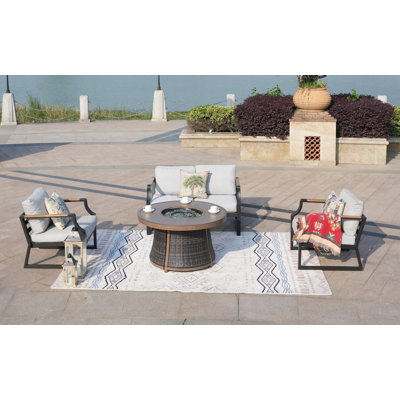 Cedrika 4 - Person Patio Conversation Set with Cushions