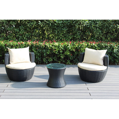Elkport Wicker 2 - Person Seating Group with Cushions - No Assembly
