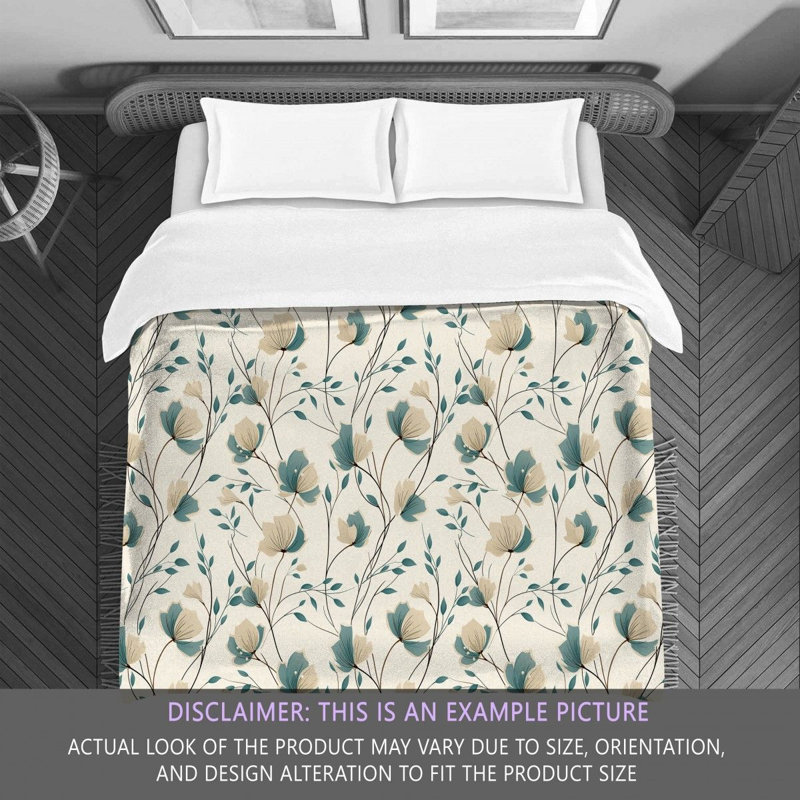 Polyester Floral Comforter, Green/Beige, Queen Comforter