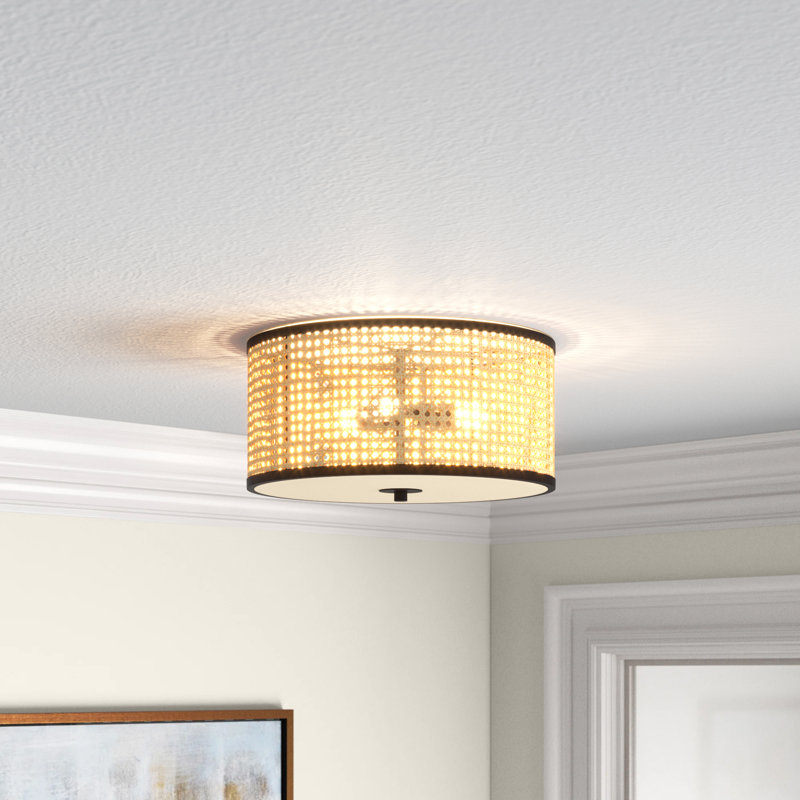 Nakuv 16'' Black Bohemian LED Flush Mount with Velvet Accents