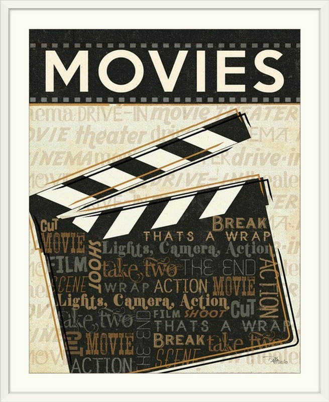 «ii rétro, annonce Cinema, H 23 po x l 20 po x P 1 po, Cadre blanc