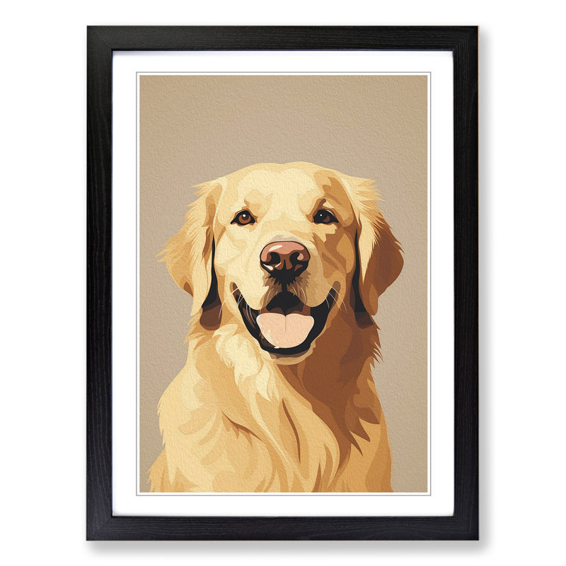 Golden Retriever Minimalism - Framed Print