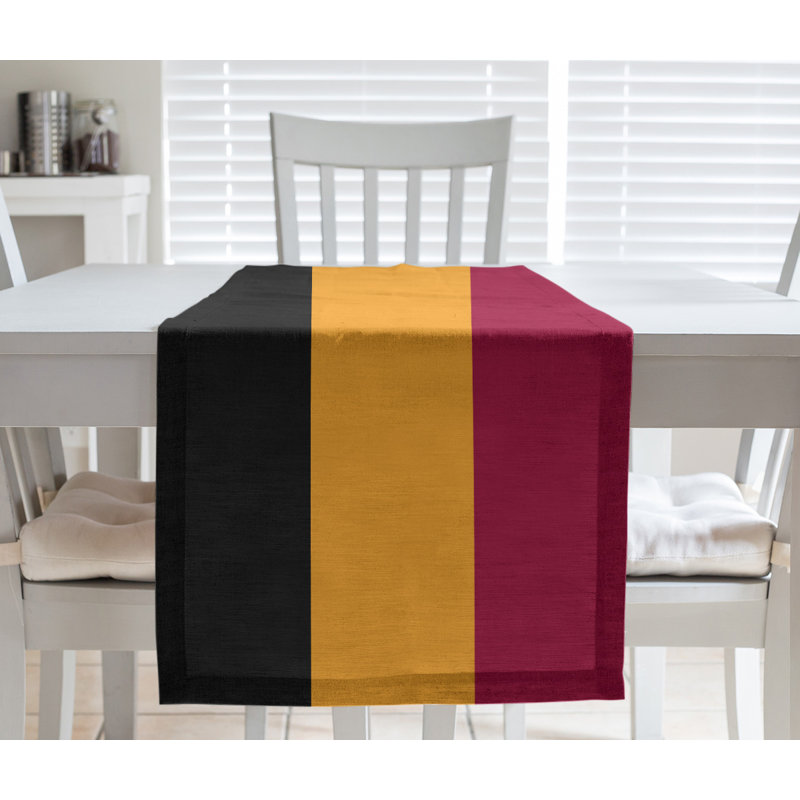 Miami Basketball Table Runner, 72" L x 16" W, Black/Yellow/Red, Poly Twill