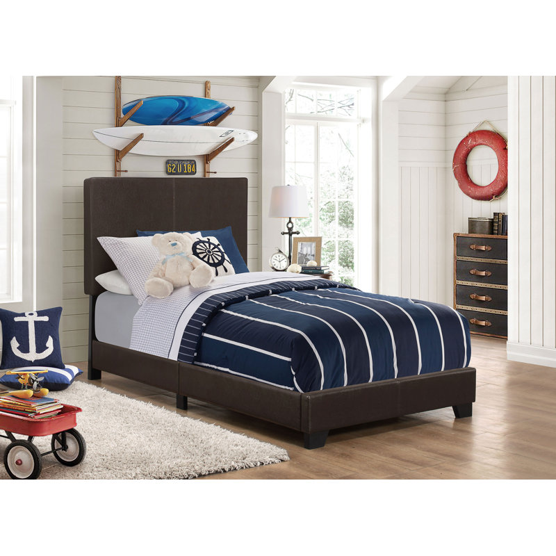 Clu Faux Leather Upholstered Twin Panel Bed Brown, Twin, Brown