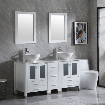 Ebern Designs Marinus 60'' Free Standing Double Bathroom Vanity with ...