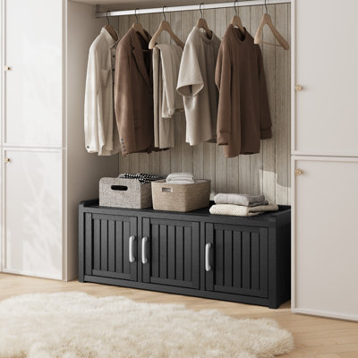 Armoire de rangement pour chaussures avec 3 portes de grange - Banc en résine imperméable résistant aux rayons UV pour une utilisation intérieure et extérieure