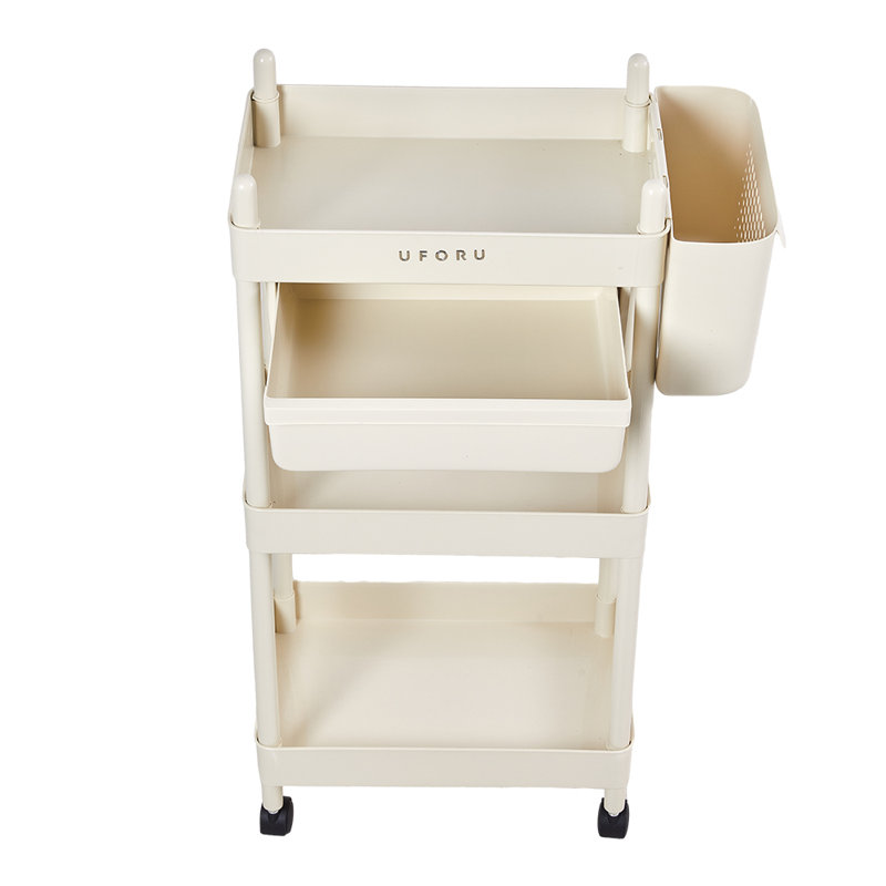 white three-layer trolley, home kitchen rack