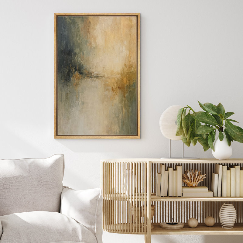 «Soft Golden and Blue Misty Landscape», reproduction d'art sur toile encadrée, H 24 po x l 16 po x P 1,5 po