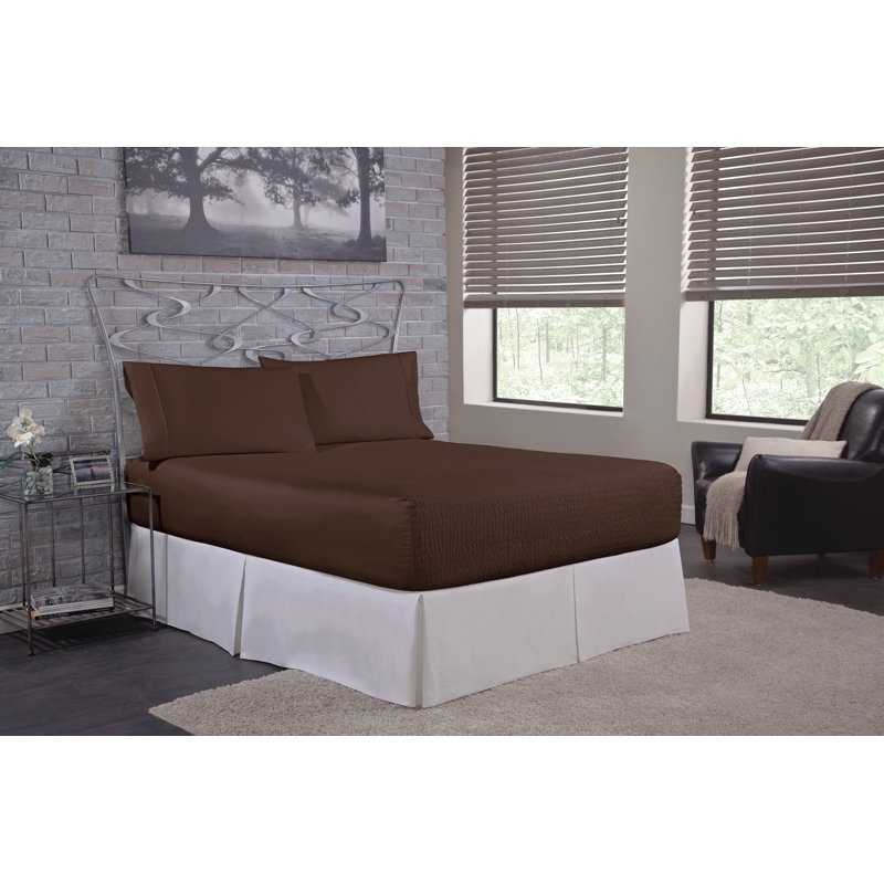 Ensemble de draps 300 fils en coton BedTite, Ensemble de draps pour très grand lit californien, Chocolat