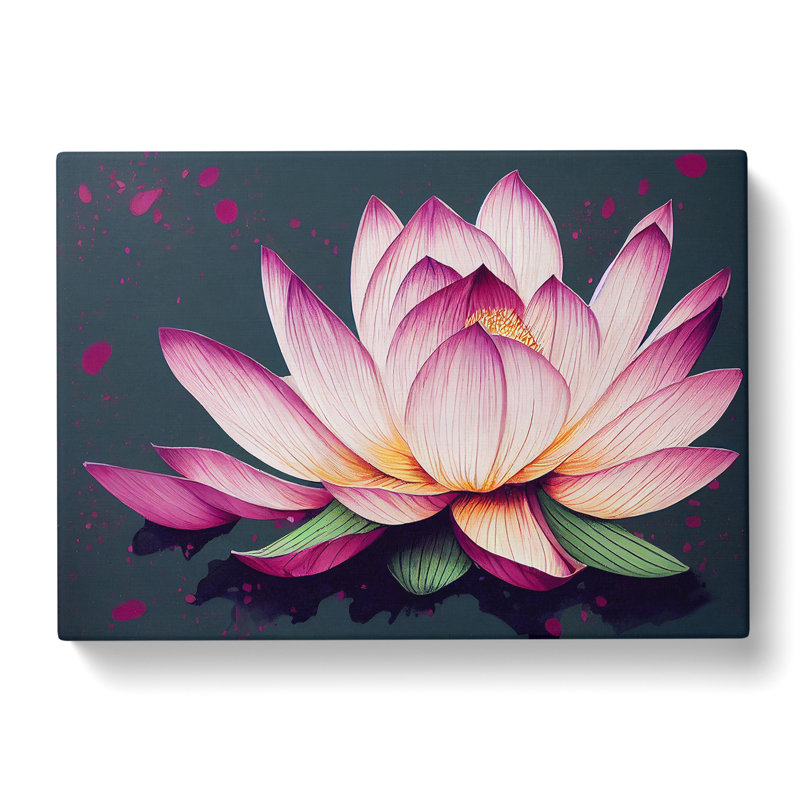 Lotus Flower Paint Splatter (1) - Wrapped Canvas, 35cm H x 50cm W x 3cm D