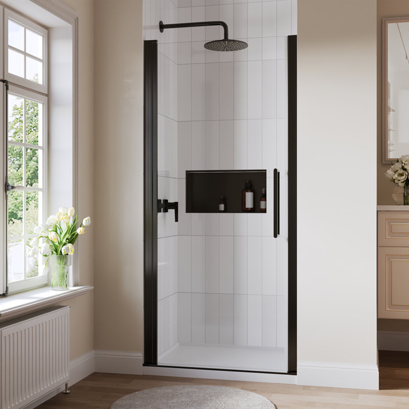 72" H X 34" W Framed Double Sliding Tub Door, 1/4" Tempered Clear Glass With Stainless Steel Towel Bar, Matte Black