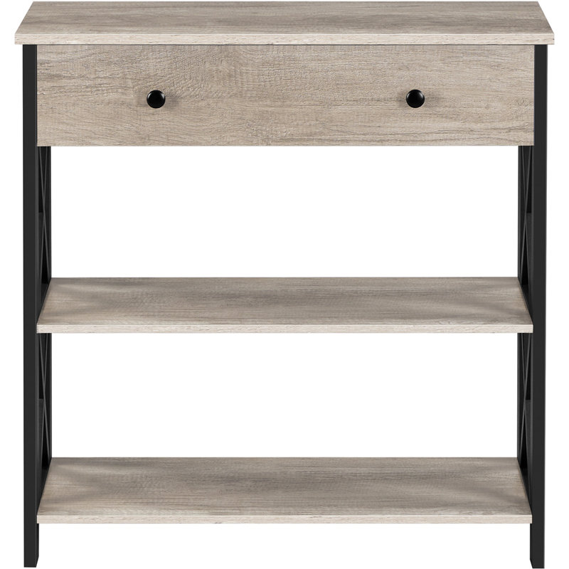 Vintage Wooden Console Table, 80cm H x 30cm W x 80cm L, Black, Grey