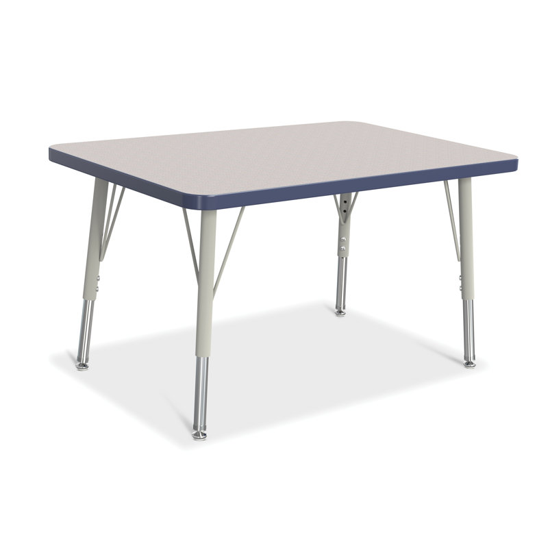 Berries Rectangle Activity Table, Standard Leg  Elementary 15"- 24", Gray/Navy, 48" L x 30" W
