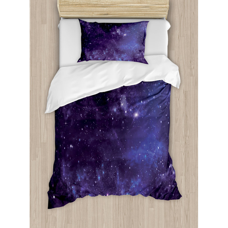 Twin Black and Navy Blue Galaxy Duvet Cover Set